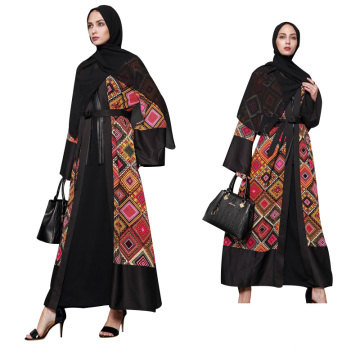 Fashion Women Middle models S-5 XL maxi color block Plus size Wear Islamic Clothing Arab Girls dress abaya